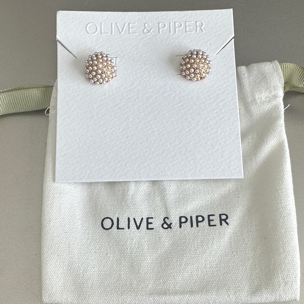 Olive & Piper Gold and White Cluster Earrings